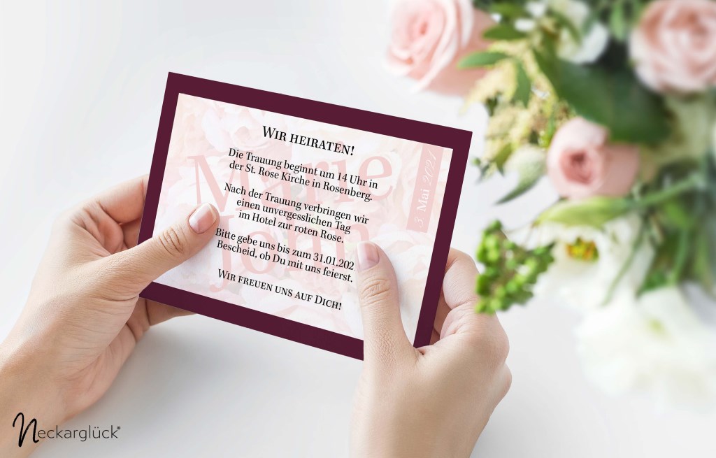 Einladungskarte zur Hochzeit der Serie Floral Explosion von Neckarglück